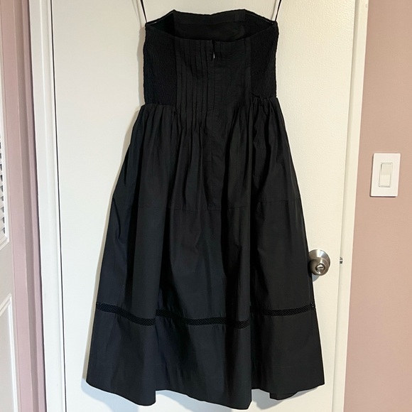Anthropologie Cotton Poplin Strapless Midi Dress Black - Picture 9 of 14